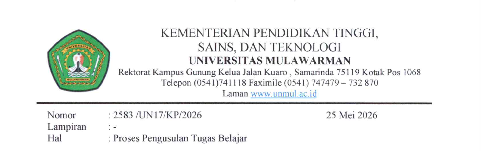 Proses Pengusulan Tugas Belajar